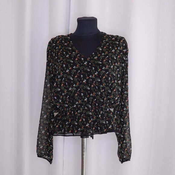 Aritzia Little Moon Lunaria Floral Cropped Wrap Blouse Sz S - Picture 1 of 7